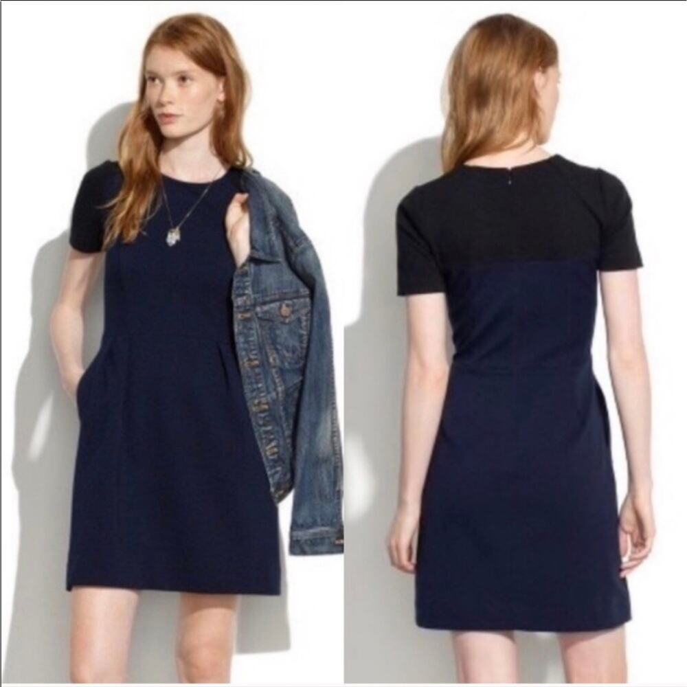 Madewell Gallerist Point Ponte Dress Short Sleeve Pockets - Women's Size 2